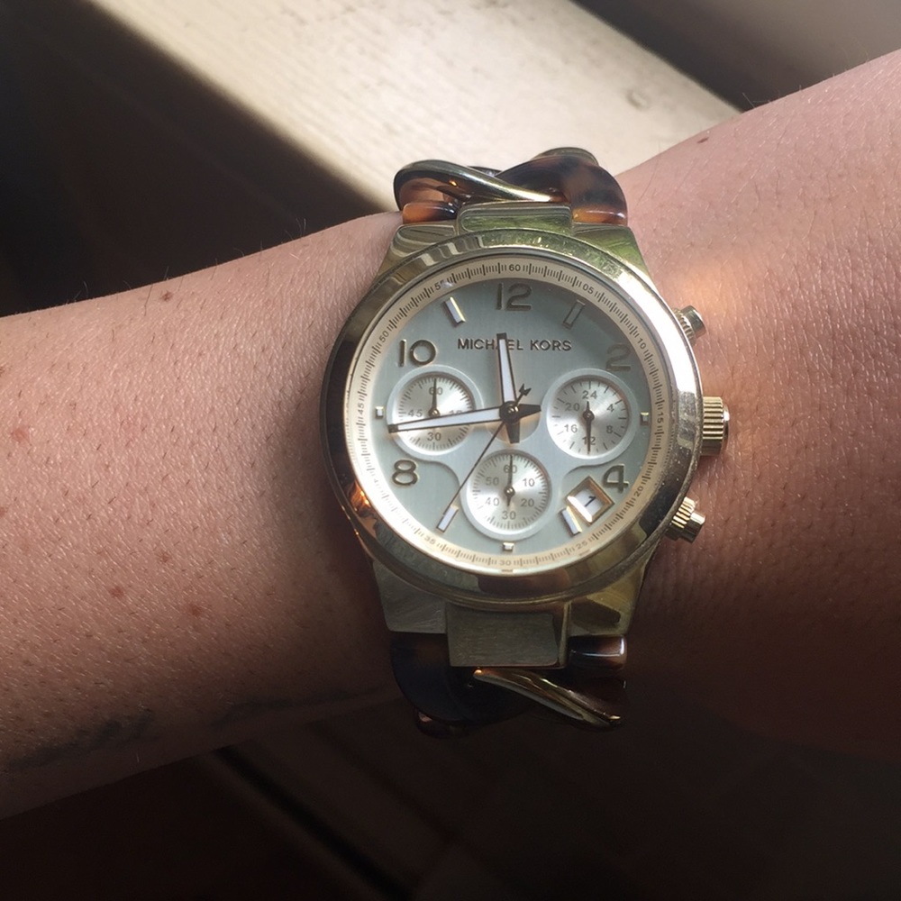 Michael Kors Tortoise shell gold watch